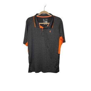 Golf Performance Polo Mens Large Gray Orange Breathable Moisture Wicking Active